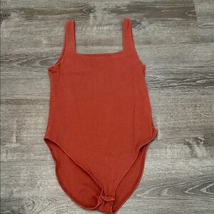 Rust Red Square Neck Bodysuit